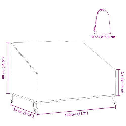 Калъф за градинска пейка 130 x 95 x 40 / 80 см