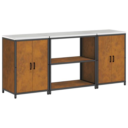 Комплект за кухненско съхранение с рафт с врата 3 pcs Ръждясало