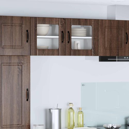 Стенен стъклен шкаф LUCCA Кафяв дъб 40 x 31 x 40 см