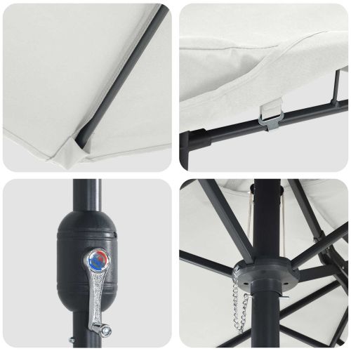 Градински парасол Пясъчен и антрацитен 385 x 209 x 244 см