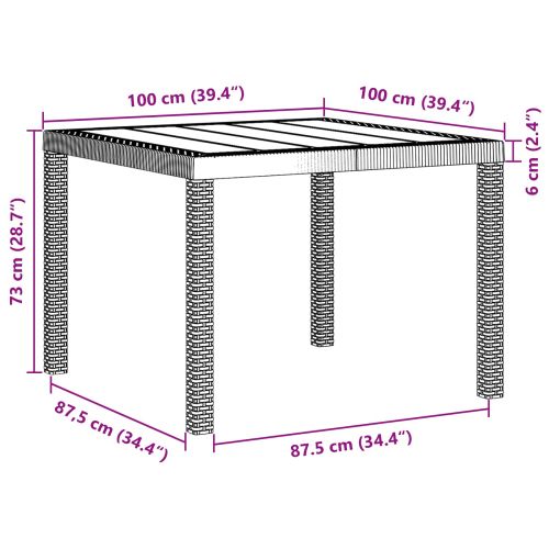 Градинска маса Антрацит 100 x 100 x 73 см полиратан