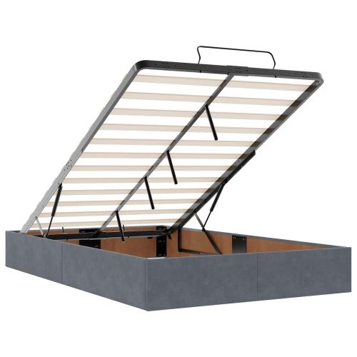 Рамка за легло с матрак с матрак 2 pcs Тъмен сив Кадифе