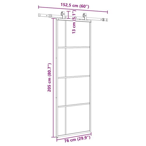 Плъзгаща се врата с обков черна 76x205 см ESG стъкло