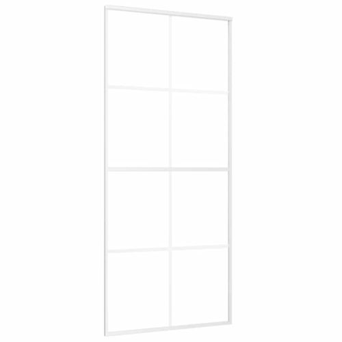 Плъзгаща се врата матирано ESG стъкло и алуминий 90x205 см бяла