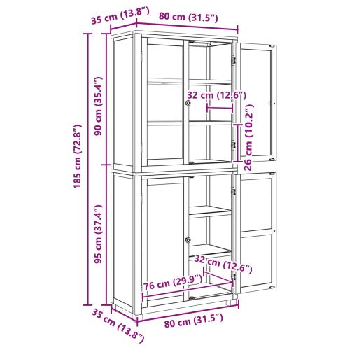 Комплект за съхранение на мебели с рафт с врата 2 pcs Естествен