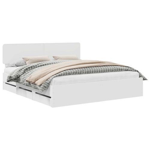 Рамка за легло Бял 200 x 200 cm Инженерен дървен материал