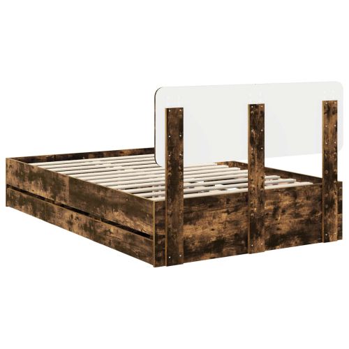 Рамка за легло с таблото с чекмедже Пушена Дъб 135 x 190 cm