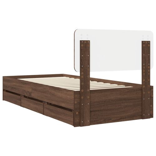 Рамка за легло Кафяв дъб 90 x 200 cm Инженерен дървен материал