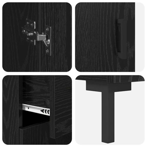 Висок шкаф с чекмедже 2 pcs Черния дъб Инженерно дърво