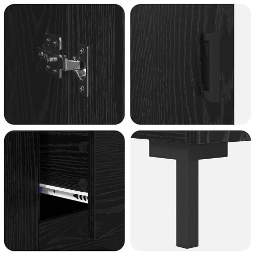 Висок шкаф с чекмедже 2 pcs Черния дъб Инженерно дърво