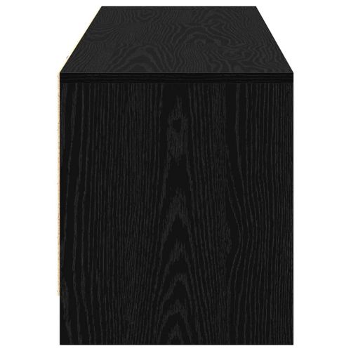 TV шкаф с LED с LED ленти с чекмедже Черен Дъб 140 x 34 x 40 см