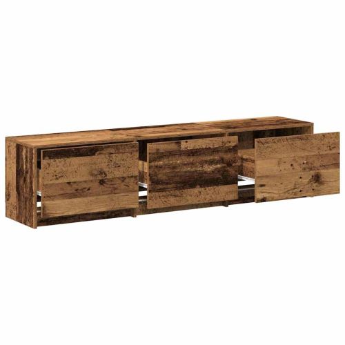 TV шкаф с LED с LED ленти Старо дърво 165 x 34 x 40 см