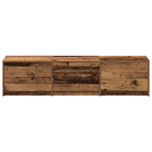 TV шкаф с LED с LED ленти Старо дърво 165 x 34 x 40 см