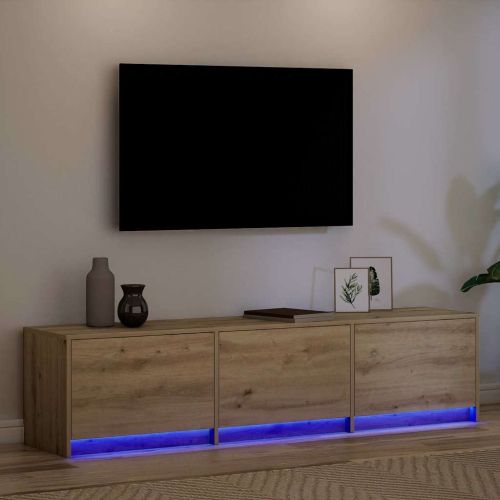 TV шкаф с LED с LED ленти Дъб Артизан 165 x 34 x 40 см