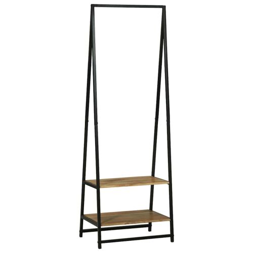 Държач за дрехи Черно 60 х 45 х 180 см Солидно акациево дърво