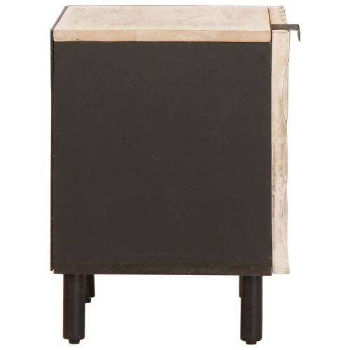 Нощен шкаф Бяло 40 x 33 x 46 см Солидно мангово дърво