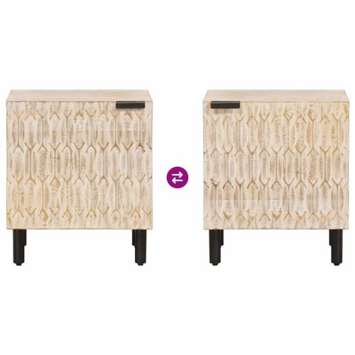 Нощен шкаф Бяло 40 x 33 x 46 см Солидно мангово дърво