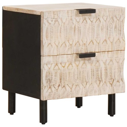 Нощен шкаф Бяло 40 x 33 x 46 см Солидно мангово дърво