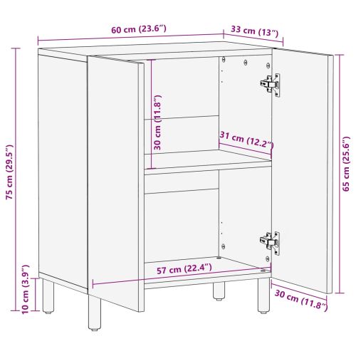 Служебен шкаф Финал на бяло измиване 60 x 33 x 75 cm
