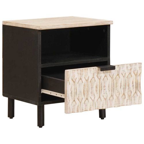 Нощен шкаф Бяло 40 x 33 x 46 см Солидно мангово дърво