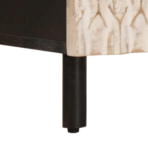 Нощен шкаф Бяло 40 x 33 x 46 см Солидно мангово дърво