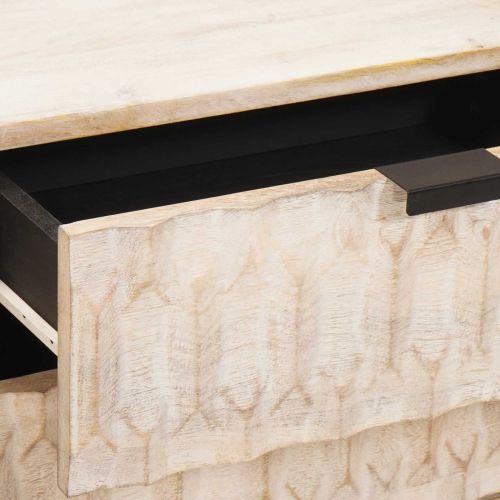 Нощен шкаф Бяло 50 x 33 x 62 см Солидно мангово дърво