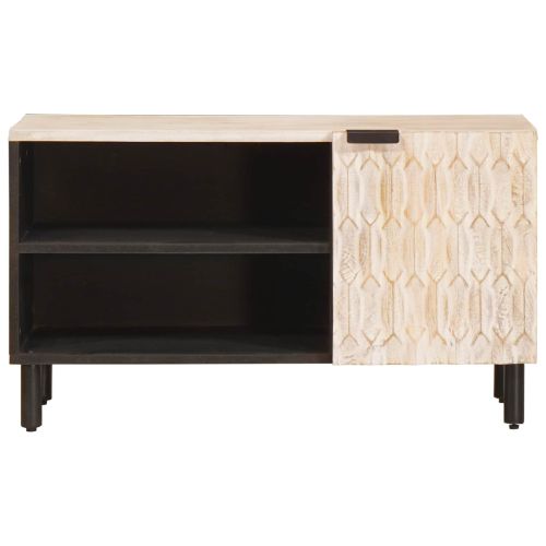 ТВ шкаф със съхранение Финал на бяло измиване 80 x 33 x 46 см