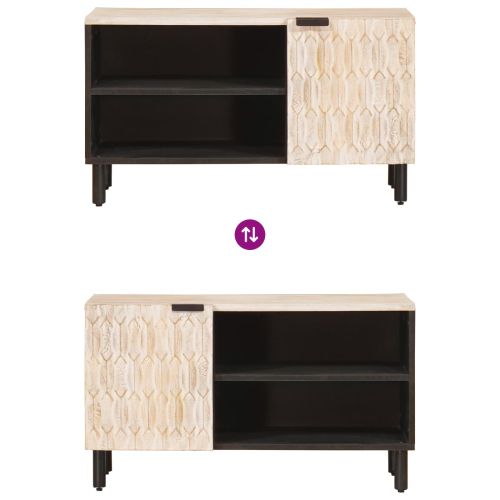 ТВ шкаф със съхранение Финал на бяло измиване 80 x 33 x 46 см