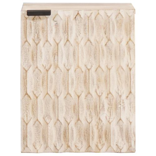 Окачен шкаф за баня Бяло 38 x 33 x 48 см Солидно мангово дърво