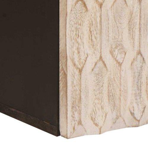 Окачен шкаф за баня Бяло 38 x 33 x 48 см Солидно мангово дърво