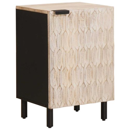 Шкаф за баня с рафт Бяло 38 x 33 x 58 см Солидно мангово дърво