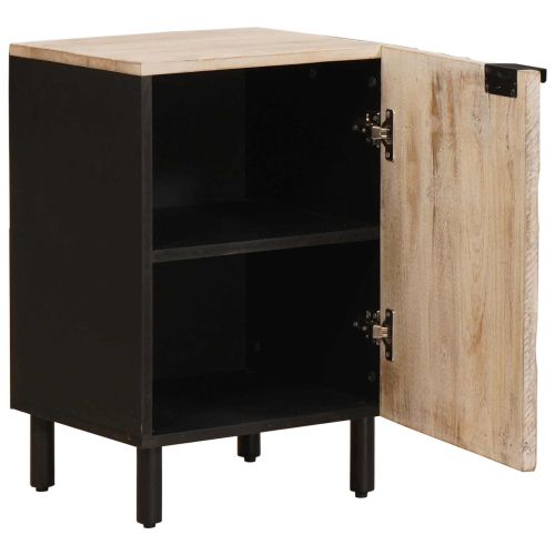 Шкаф за баня с рафт Бяло 38 x 33 x 58 см Солидно мангово дърво