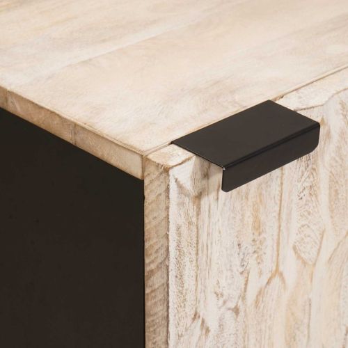 Шкаф за баня с рафт Бяло 38 x 33 x 58 см Солидно мангово дърво