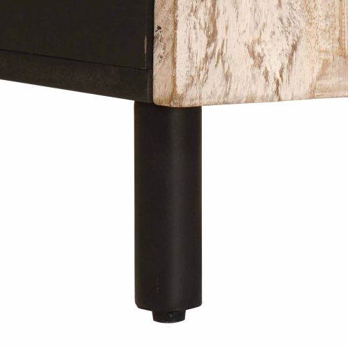 Шкаф за баня с рафт Бяло 38 x 33 x 58 см Солидно мангово дърво