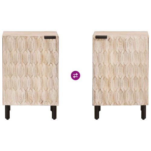 Шкаф за баня с рафт Бяло 38 x 33 x 58 см Солидно мангово дърво