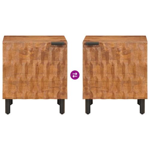Нощен шкаф 2 pcs Кафяво 40 x 33 x 46 см Солидно мангово дърво