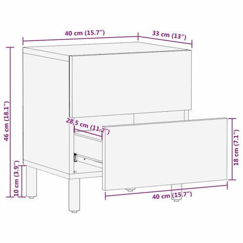 Нощен шкаф Кафяво 40 x 33 x 46 см Солидно мангово дърво