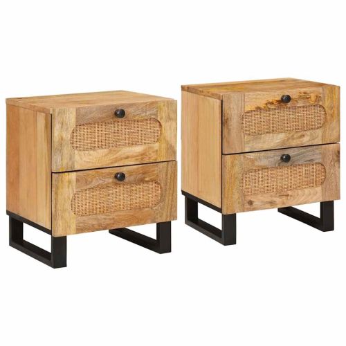 Нощен шкаф с чекмедже 2 pcs Естествен 40 x 33 x 46 см