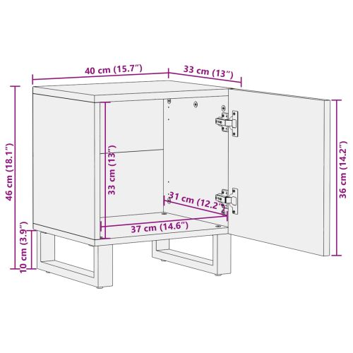 Нощен шкаф 2 pcs Кафяво 40 x 33 x 46 см Солидно мангово дърво