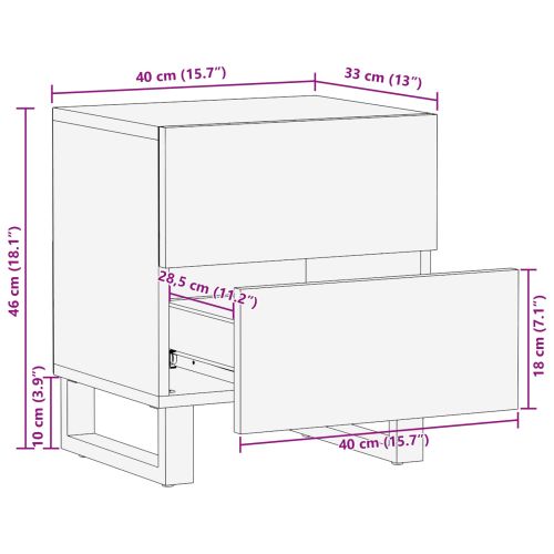Нощен шкаф Кафяво 40 x 33 x 46 см Солидно мангово дърво