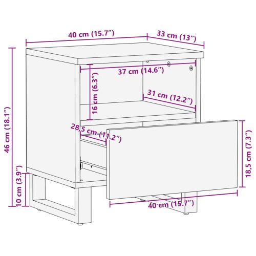 Леглов шкаф Кафяво 40 x 33 x 46 см Солидно мангово дърво