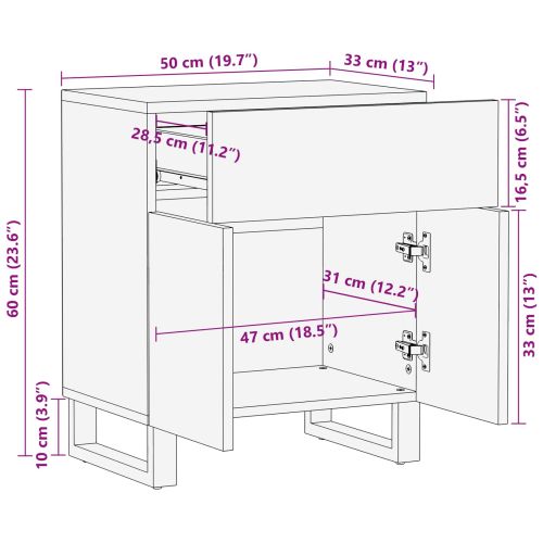 Леглов шкаф Кафяво 50 x 33 x 60 см Солидно мангово дърво