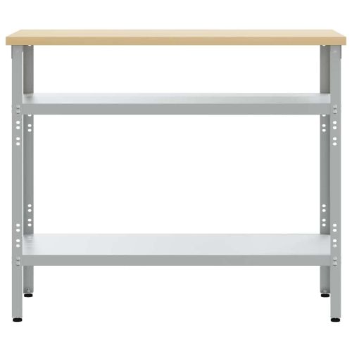 Работна маса с рафт Сив и бежов 100 x 55 x 85 см Стомана
