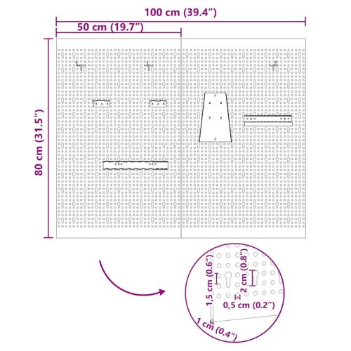 Панел за инструменти 2 pcs Сив 100 x 1 x 80 см