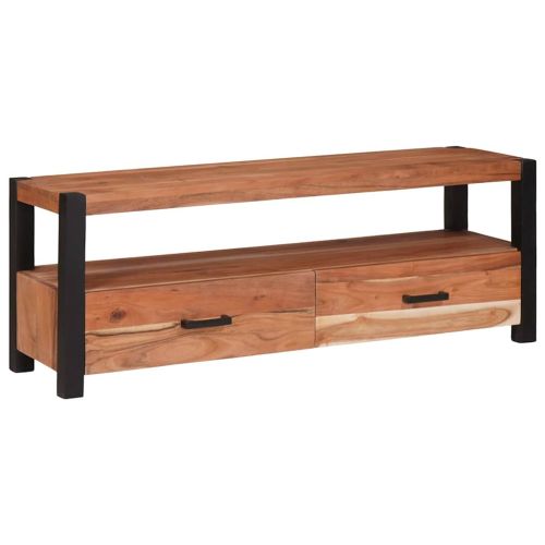 ТВ шкаф с чекмедже Кафяво 110 x 30 x 40 cm Акациево дърво масив