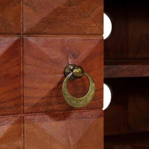 ТВ шкаф Меденокафяво 112 x 30 x 48 см Акациево дърво масив