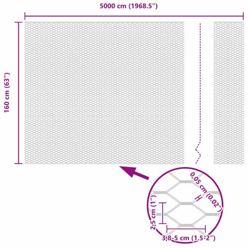 Шестоъгълна ограда Сребрист 1,6 x 50 m Поцинкована стомана