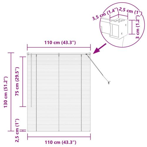 Вертикални щори Бяло 130 x 110 см Алуминий