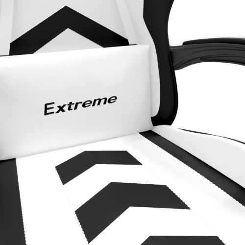 Въртящ гейминг стол, бяло и черно, изкуствена кожа