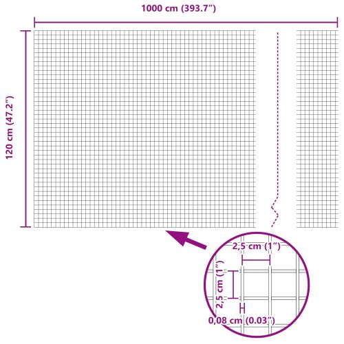 Заварена мрежа ограда Сребрист 1.2 x 10 m